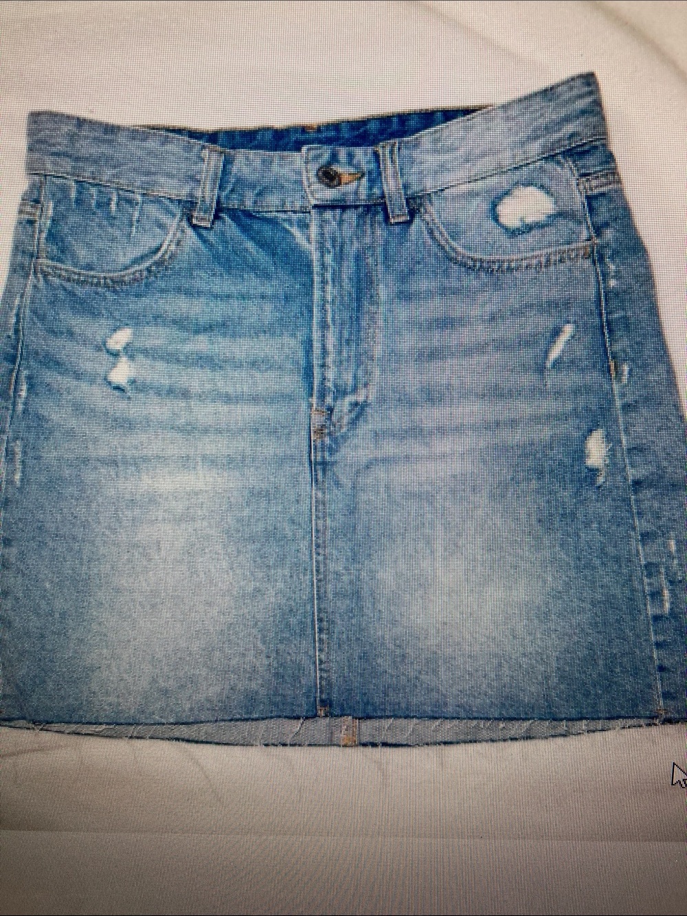 Light Blue Distressed Denim Skirt - Unbranded